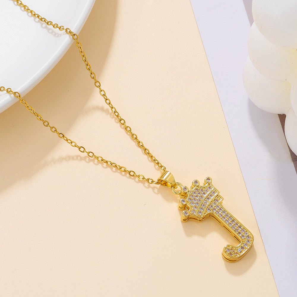 Crown Initial Sparkle Necklace — product view