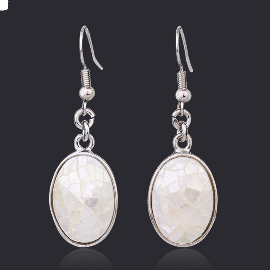 Oval Shell Mosaic Drop Earrings — product view