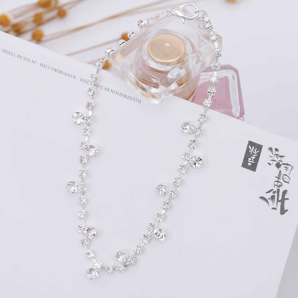 Silver-Tone Sparkle Drop Anklet