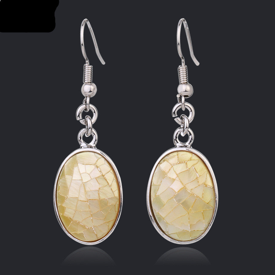 Oval Shell Mosaic Drop Earrings — product view