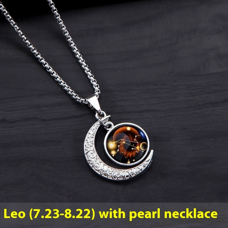 Zodiac Crescent Pendant Necklace — product view