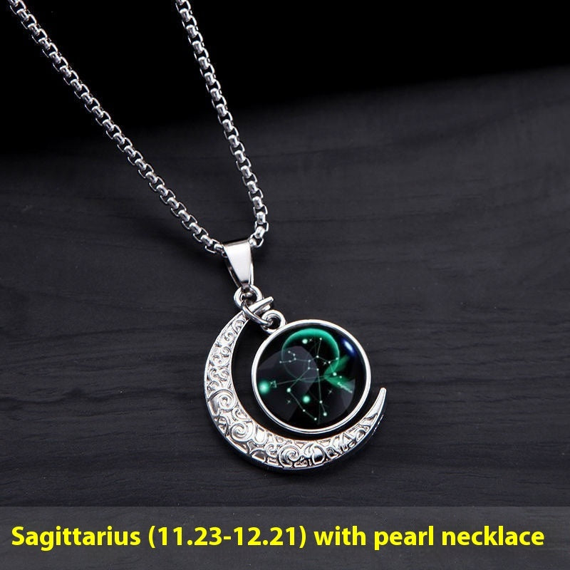 Zodiac Crescent Pendant Necklace — product view