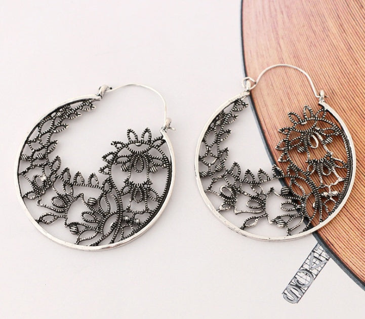 Floral Cutout Hoop Earrings — product view