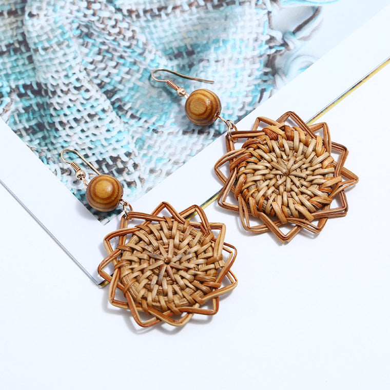 Woven Sunburst Drop Earrings — product view