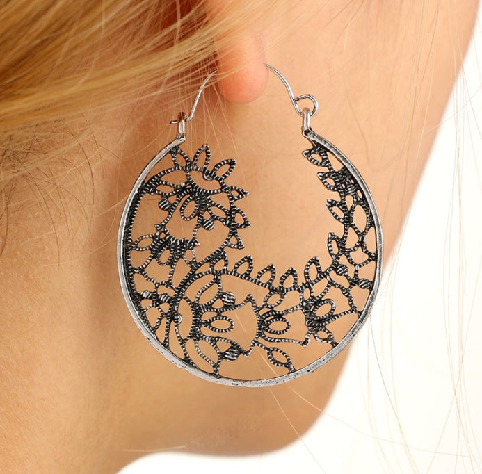 Floral Cutout Hoop Earrings — product view