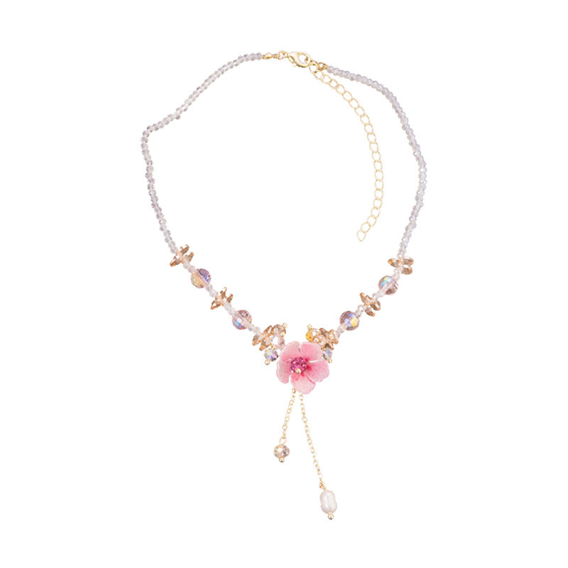 Pink Blossom Tassel Necklace — product view