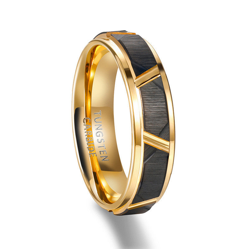 Black & Gold-Tone Tungsten-Steel Band — product view