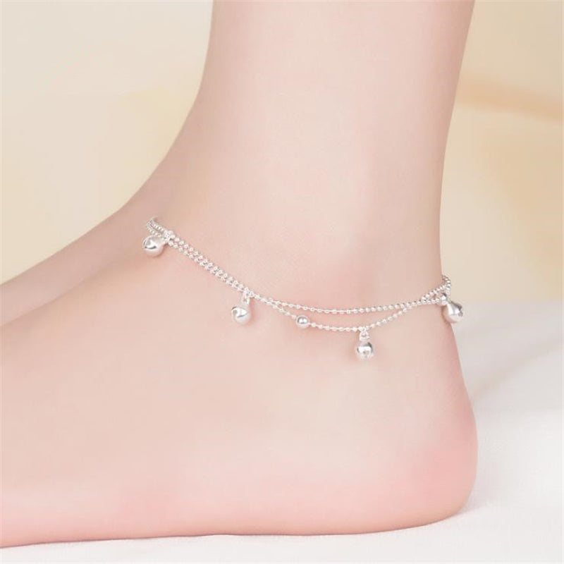 Silver-Tone Bell Charm Anklet