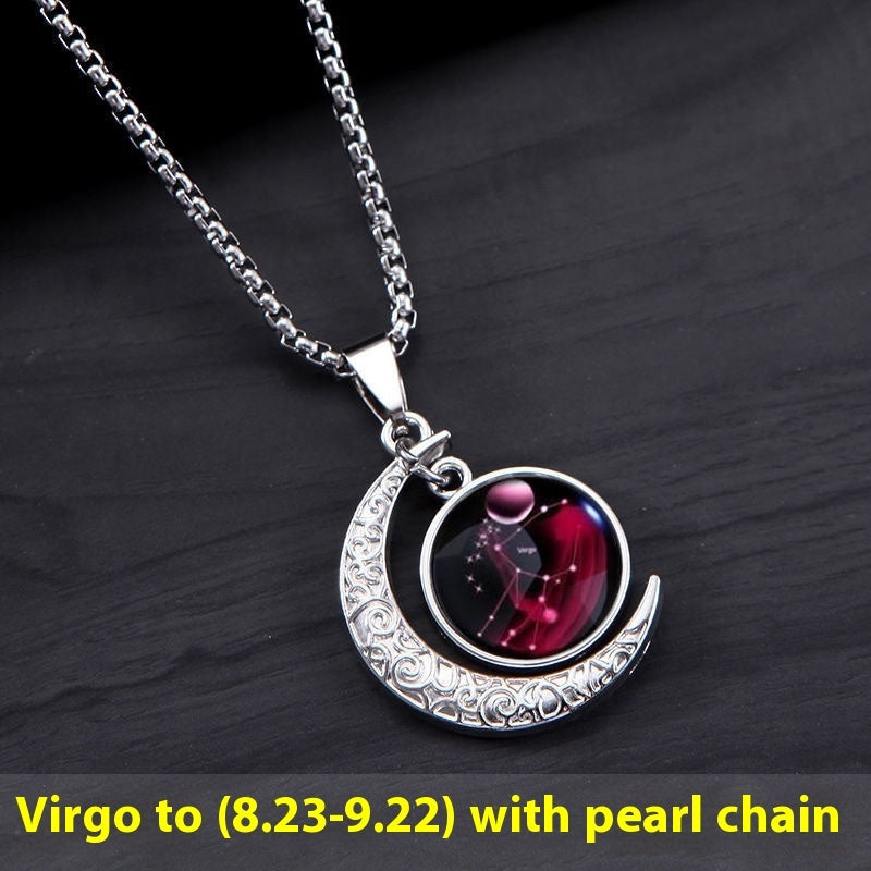 Zodiac Crescent Pendant Necklace — product view