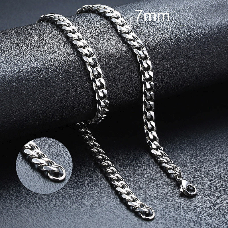 Faceted Stainless Steel Cuban Chain — product view 4