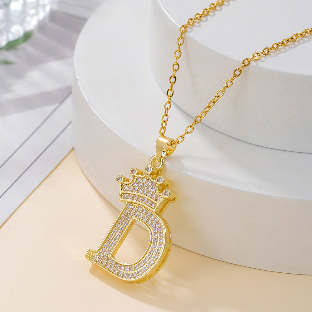 Crown Initial Sparkle Necklace — product view