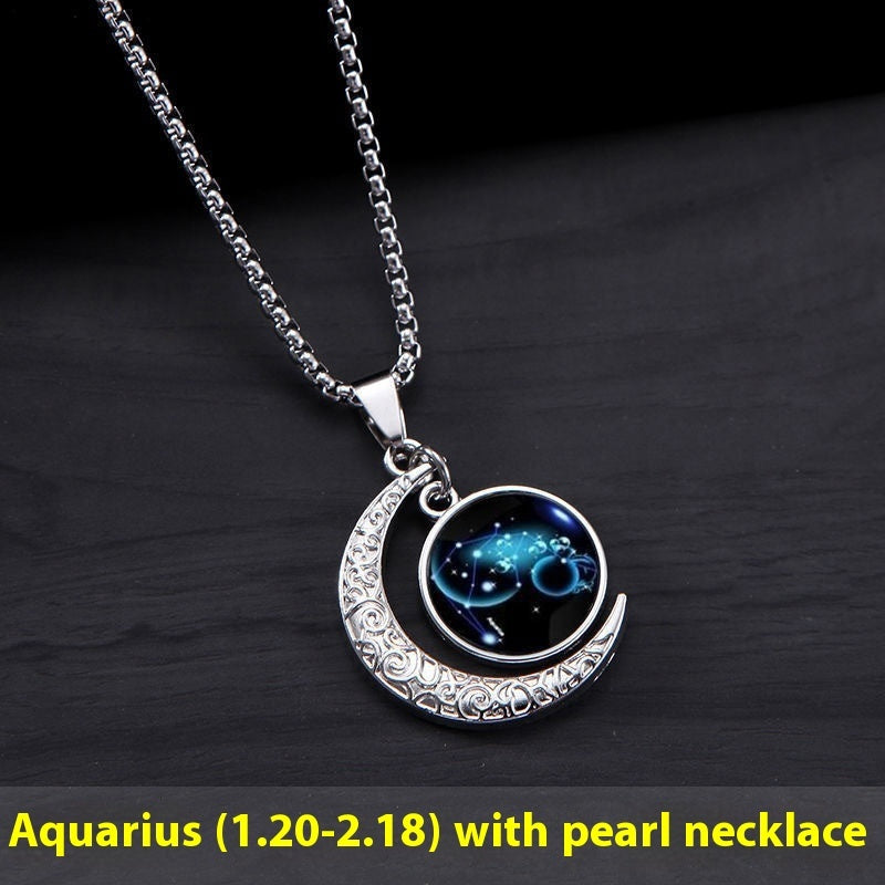 Zodiac Crescent Pendant Necklace — product view