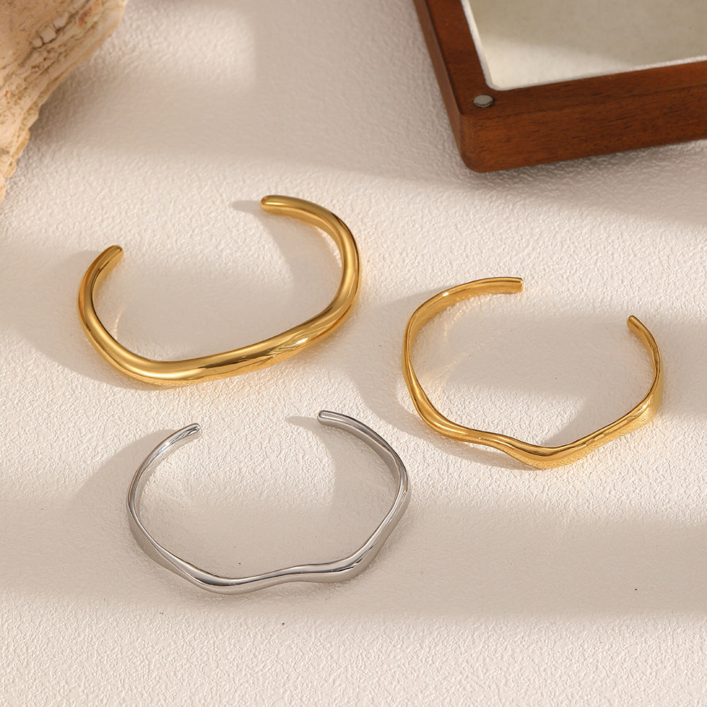 Sculptural Rounded & Wave Cuff — product view