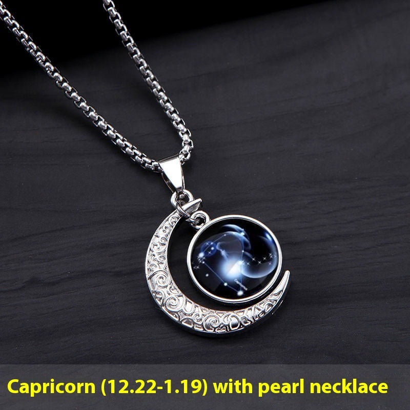 Zodiac Crescent Pendant Necklace — product view