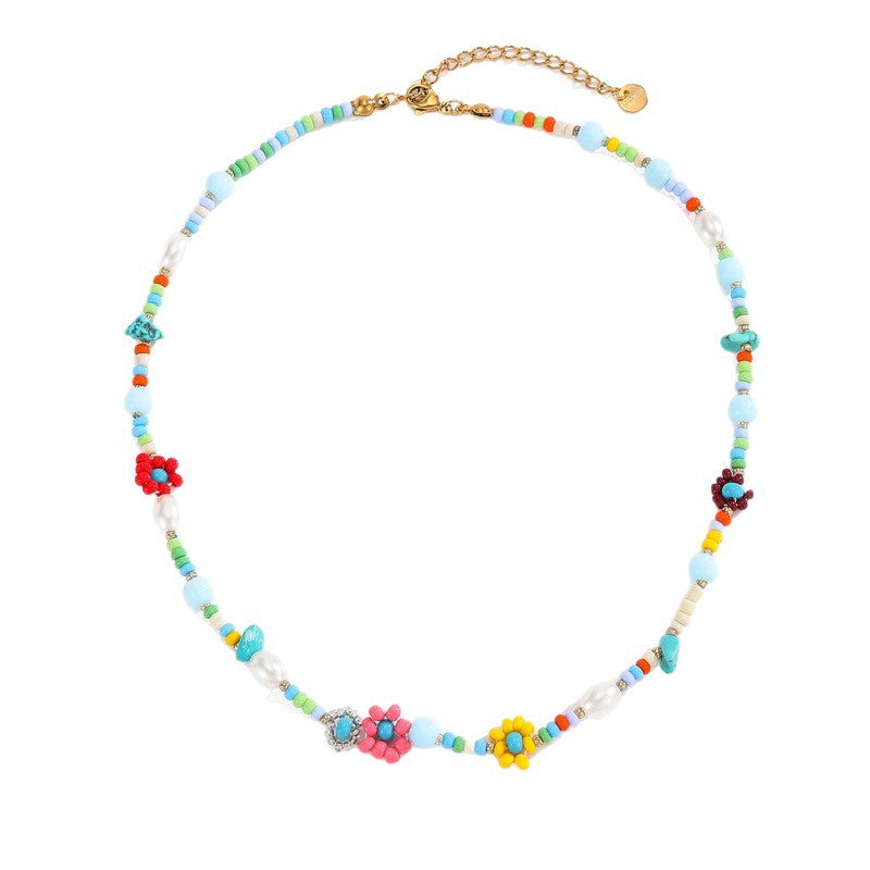 Colourful Floral Bead Necklace — product view