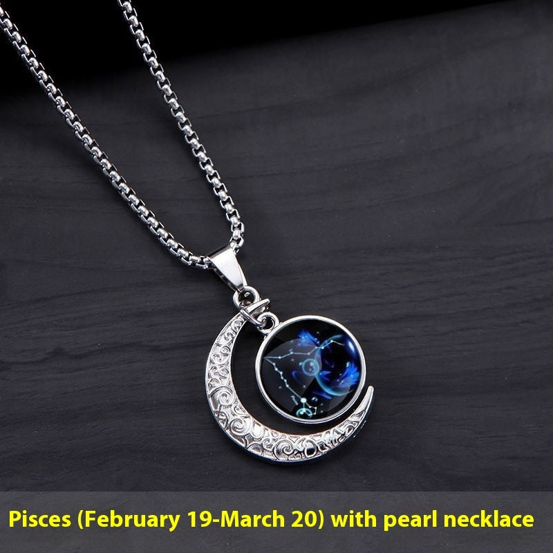 Zodiac Crescent Pendant Necklace — product view