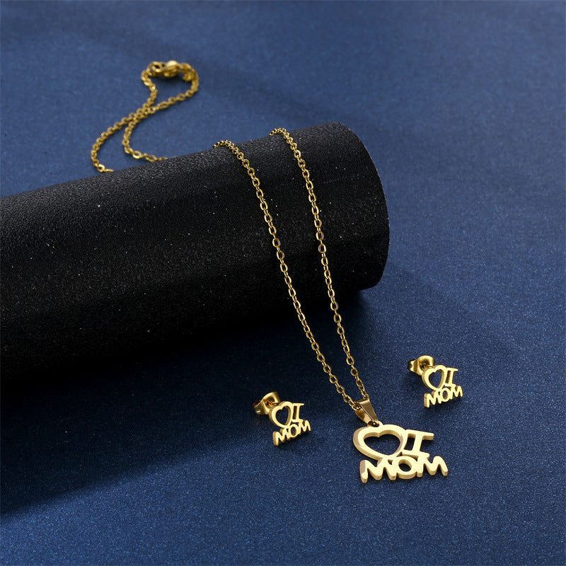HD Jewelry I Love MOM Necklace & Stud Earring Set — Product detail