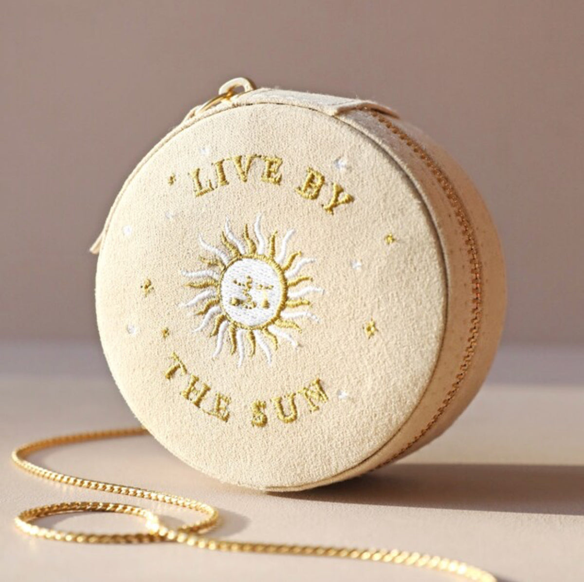 Celestial Sun and Moon Round Jewelry Case