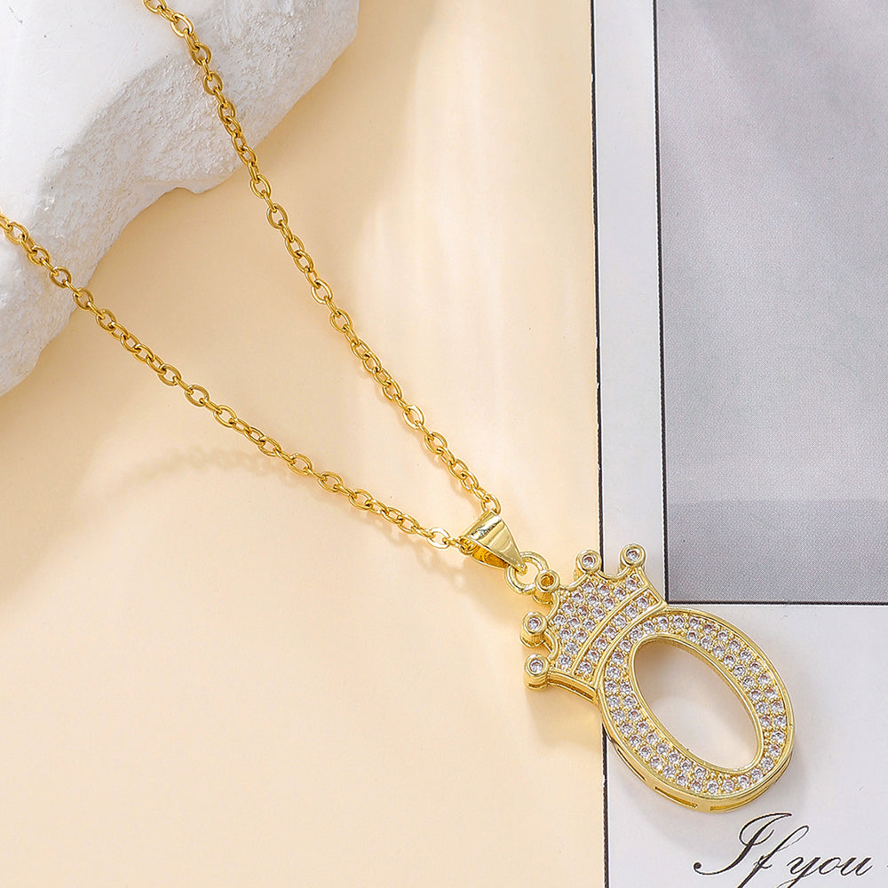 Crown Initial Sparkle Necklace — product view