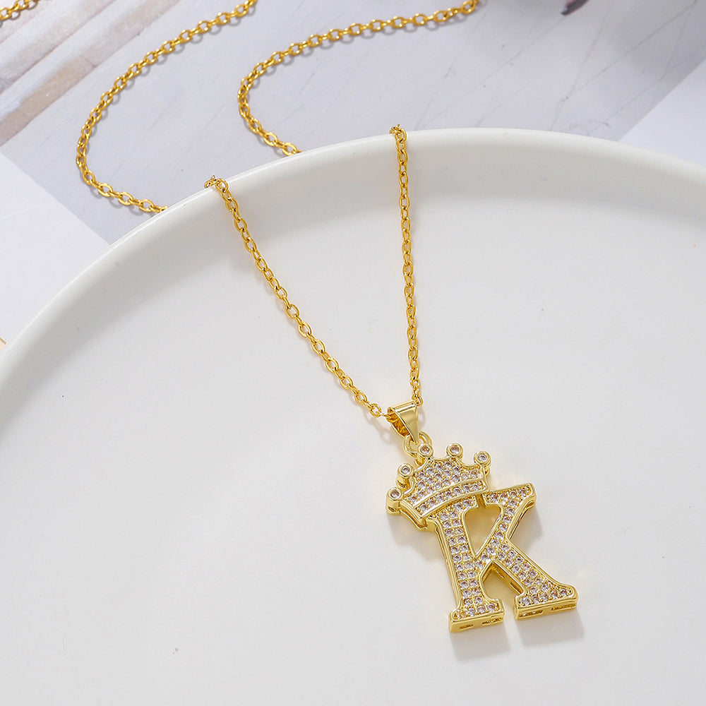 Crown Initial Sparkle Necklace — product view