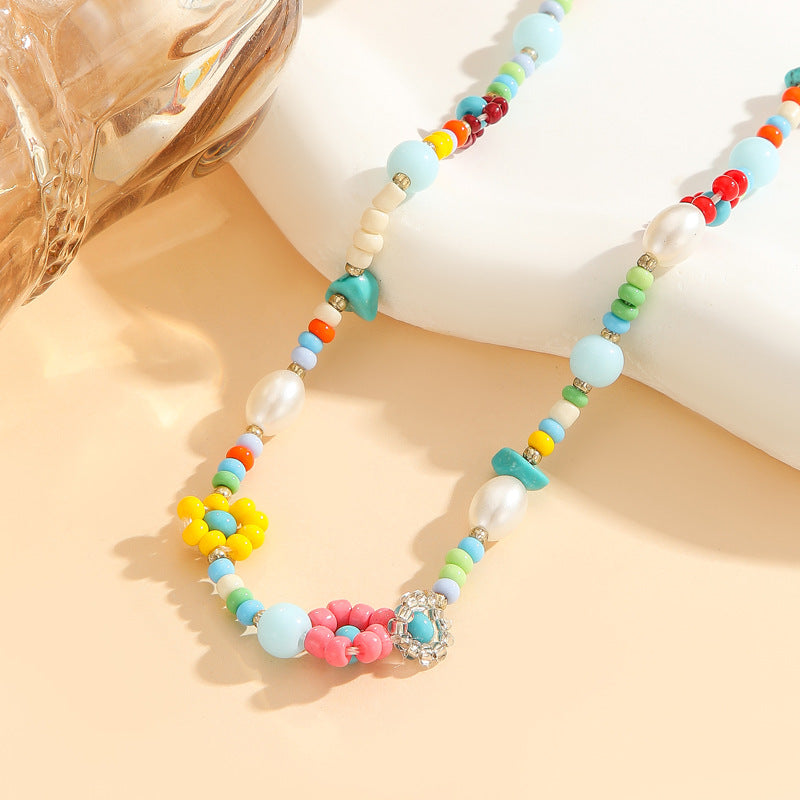 Colourful Floral Bead Necklace — product view