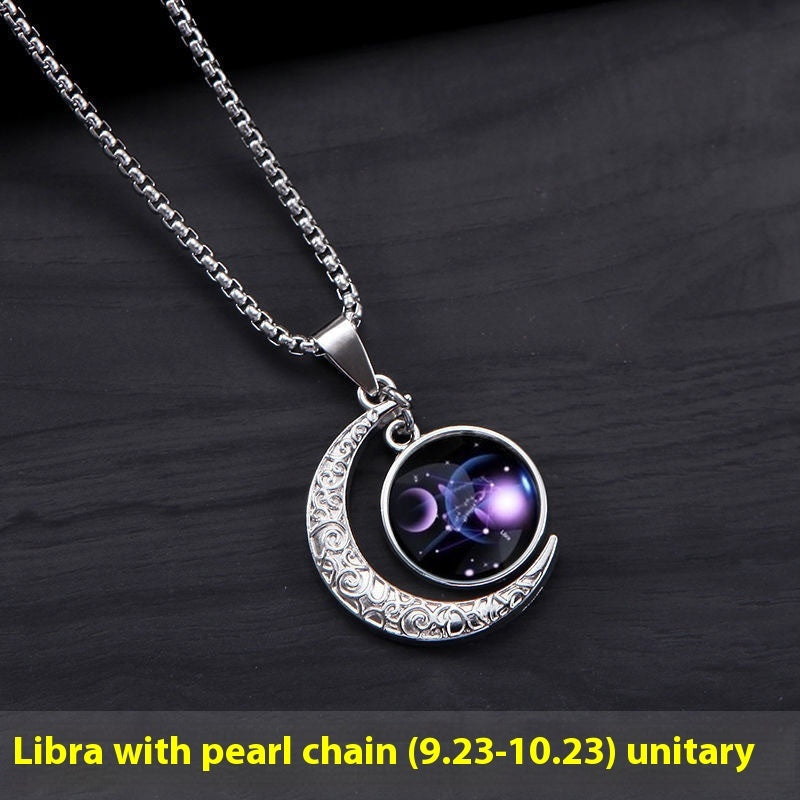 Zodiac Crescent Pendant Necklace — product view