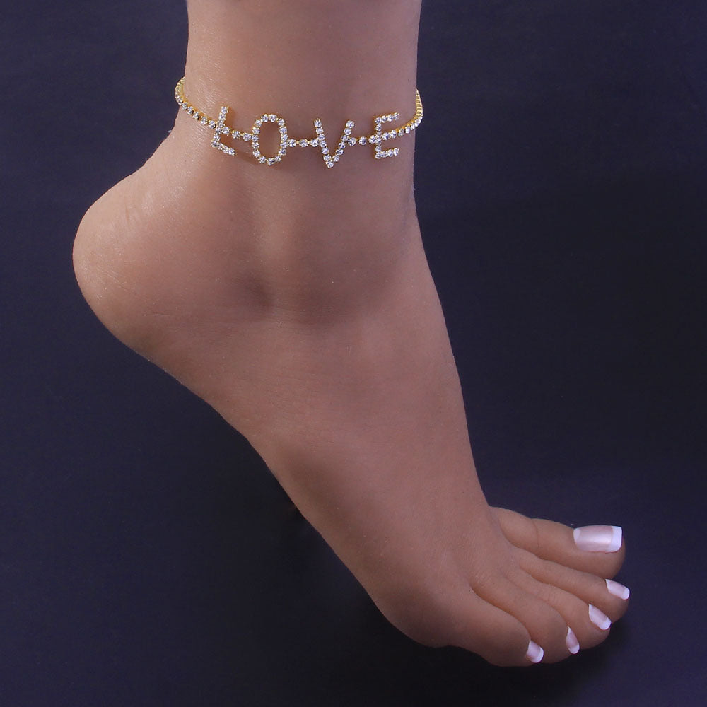 LOVE Rhinestone Anklet