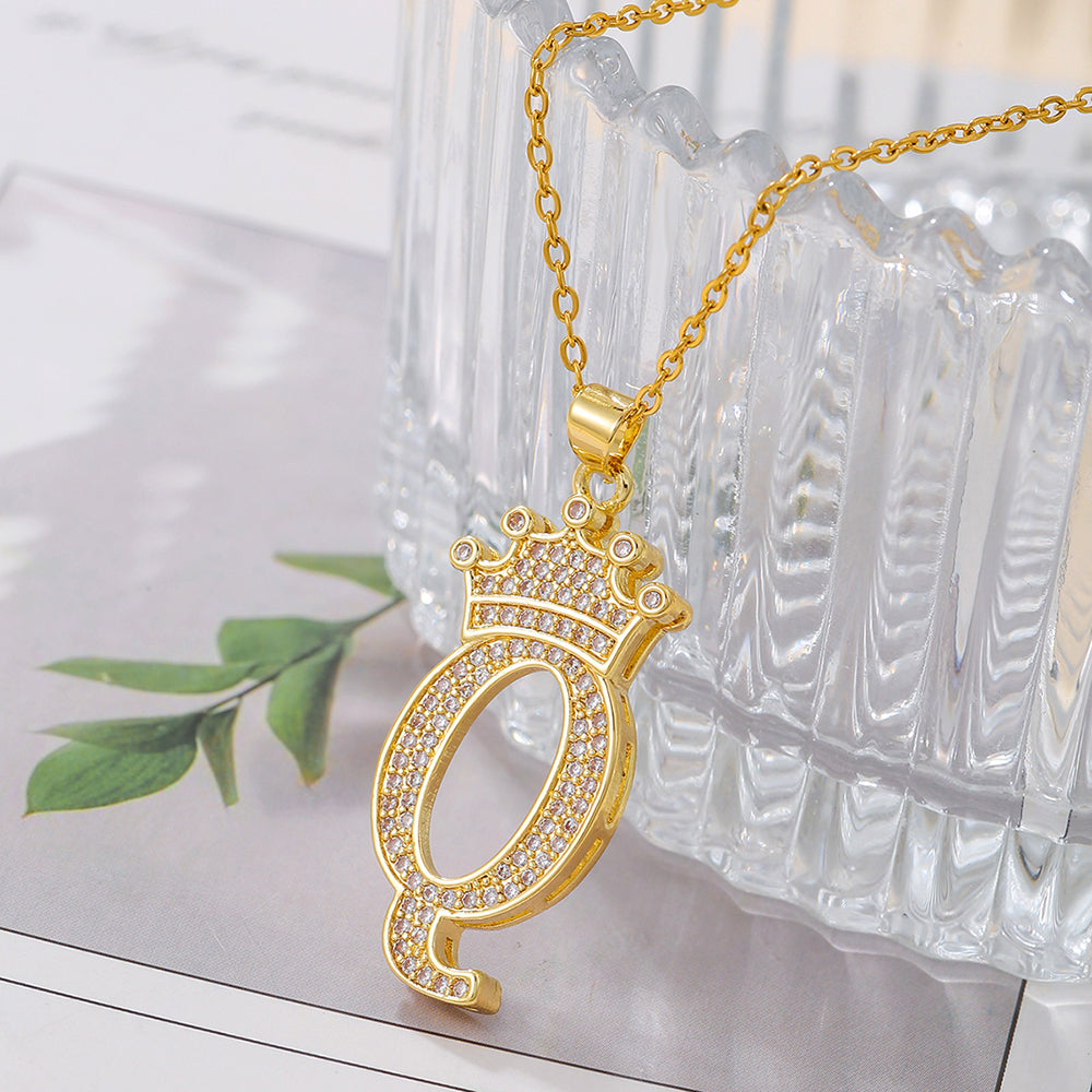 Crown Initial Sparkle Necklace — product view