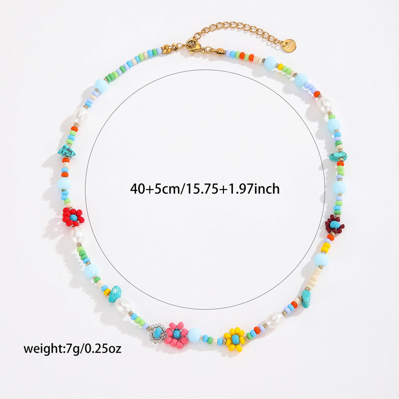 Colourful Floral Bead Necklace — product view