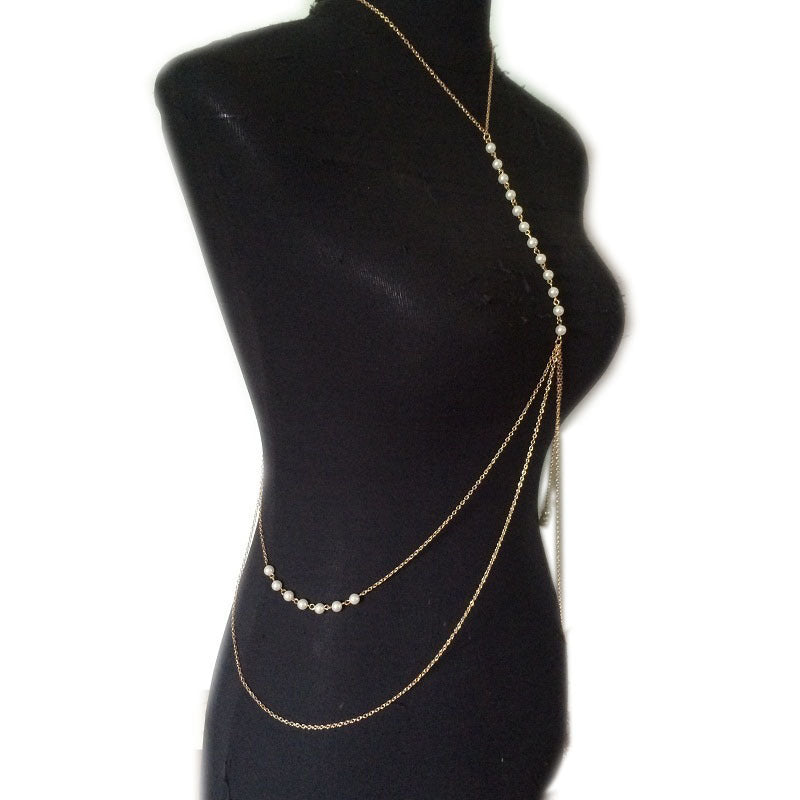 HD Jewelry Pearl-Effect Draped Body Chain — Product detail