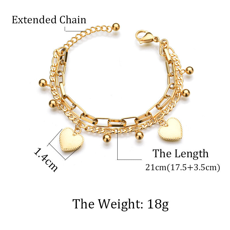 Layered Heart & Ball Charm Bracelet — product view 5