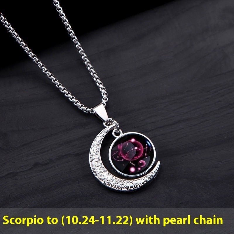 Zodiac Crescent Pendant Necklace — product view