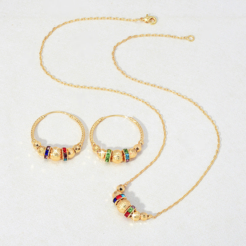 HD Jewelry Colourful Bead Necklace & Hoop Earring Set — Product detail