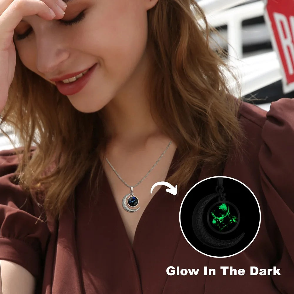 Zodiac Crescent Pendant Necklace — product view