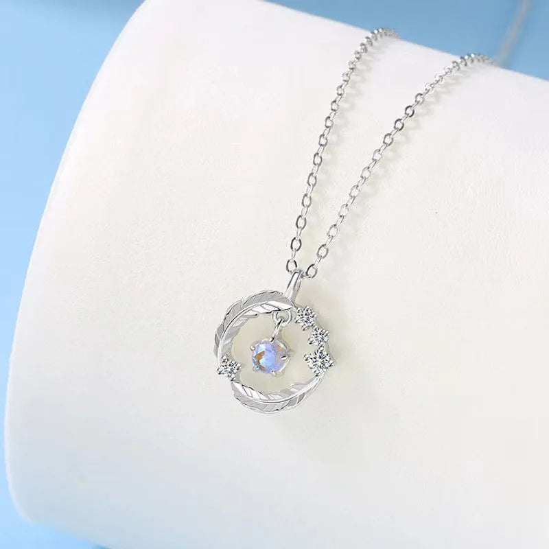 Feather & Iridescent Bead Necklace — product view