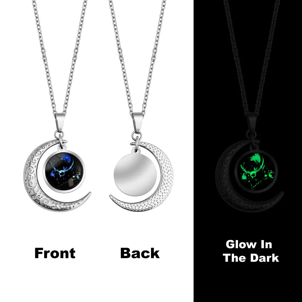 Zodiac Crescent Pendant Necklace — product view