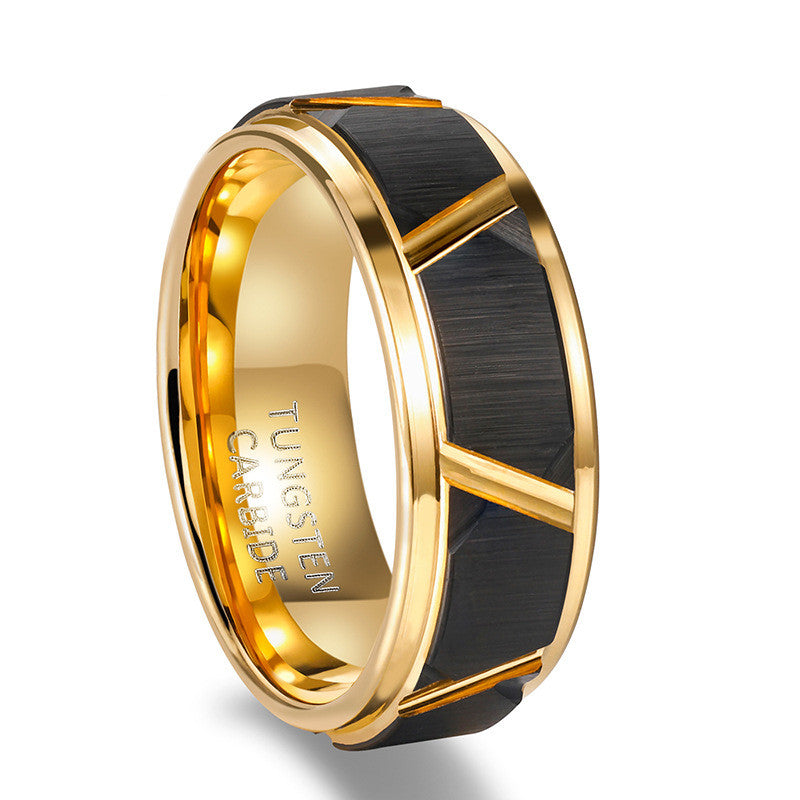 Black & Gold-Tone Tungsten-Steel Band — product view