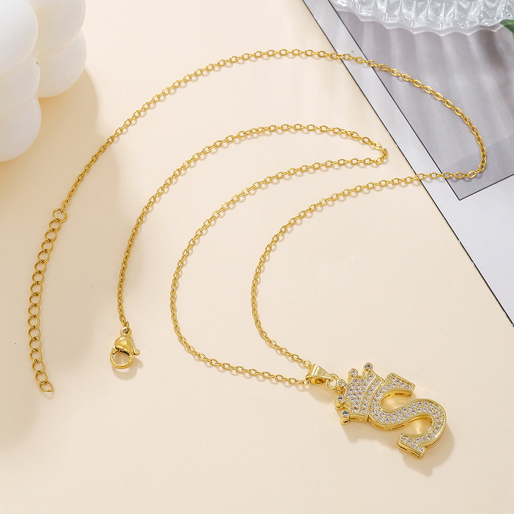 Crown Initial Sparkle Necklace — product view