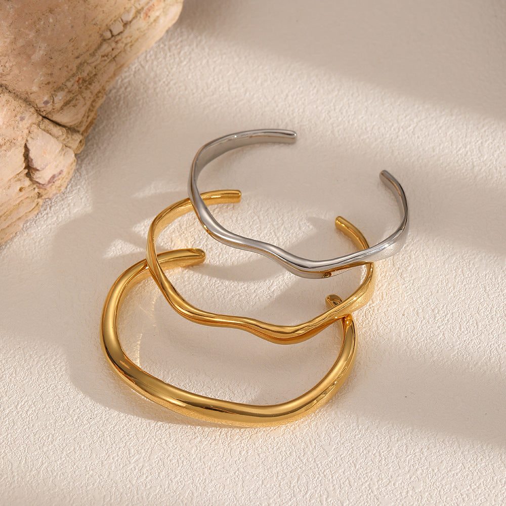 Sculptural Rounded & Wave Cuff — product view