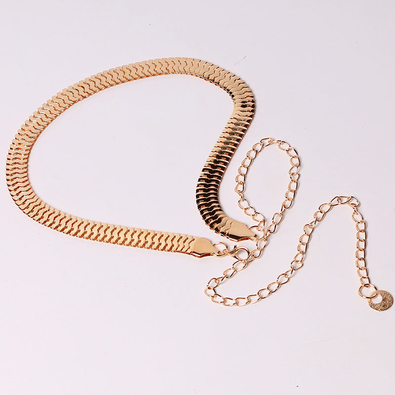 Gold-Tone Herringbone Waist Chain — product view 1