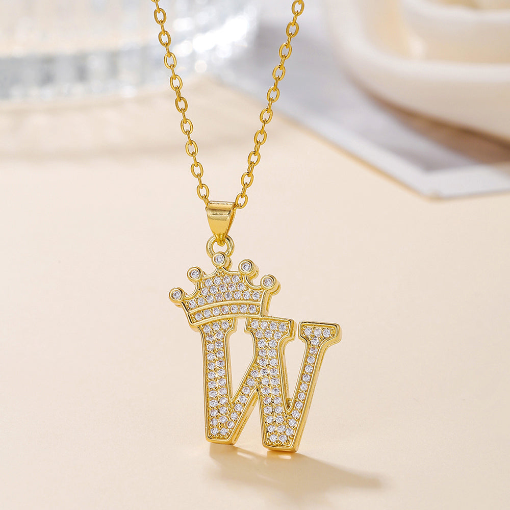 Crown Initial Sparkle Necklace — product view