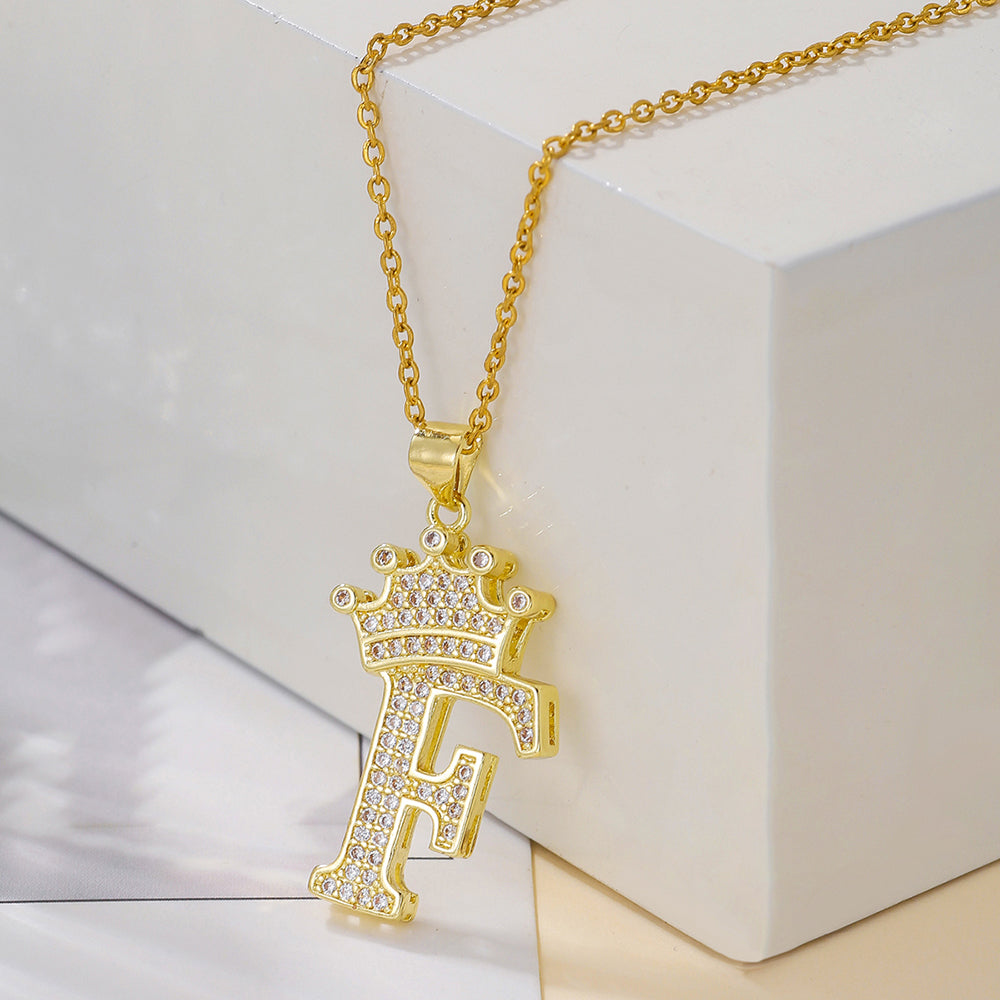 Crown Initial Sparkle Necklace — product view