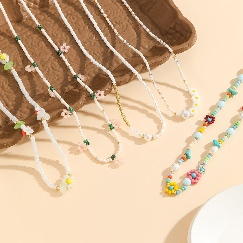 Colourful Floral Bead Necklace — product view