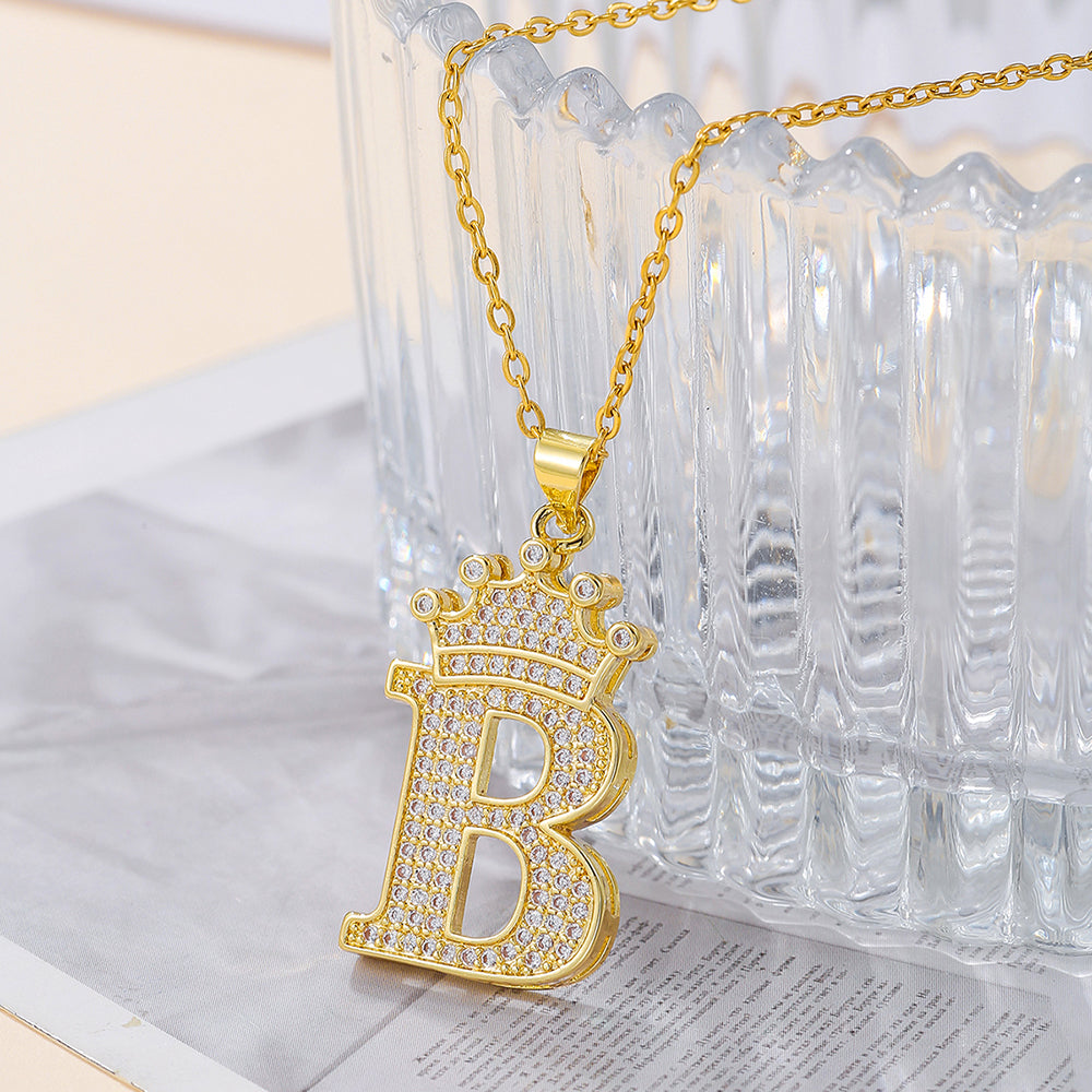 Crown Initial Sparkle Necklace — product view
