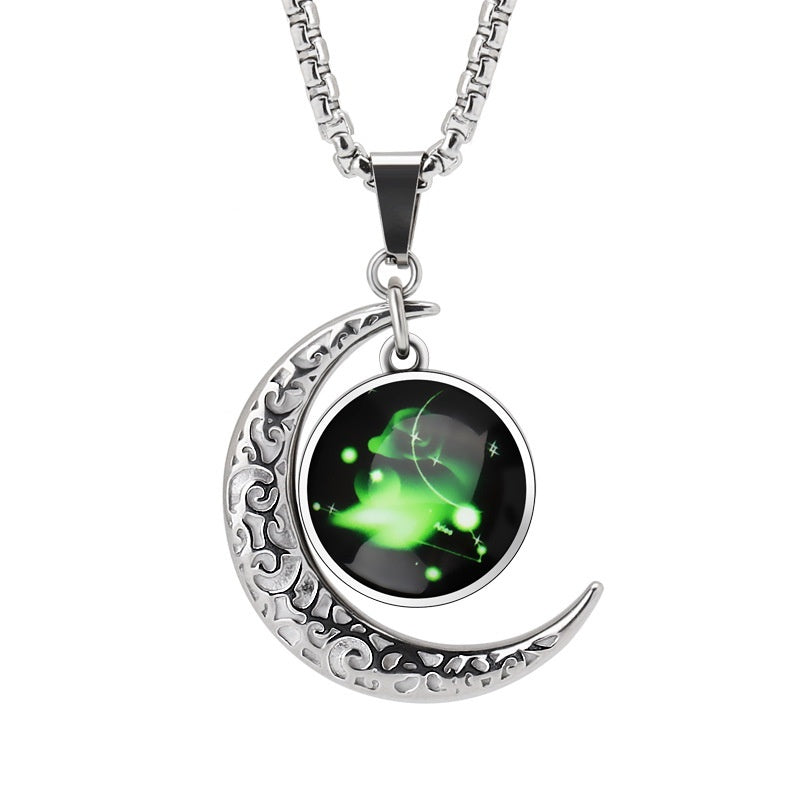 Zodiac Crescent Pendant Necklace — product view