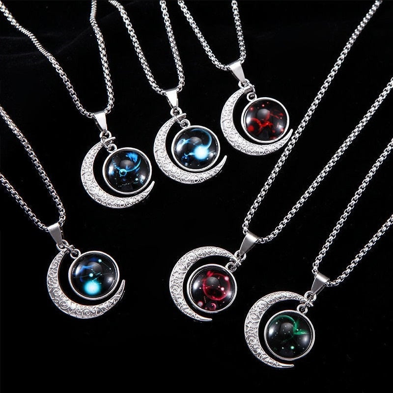 Zodiac Crescent Pendant Necklace — product view