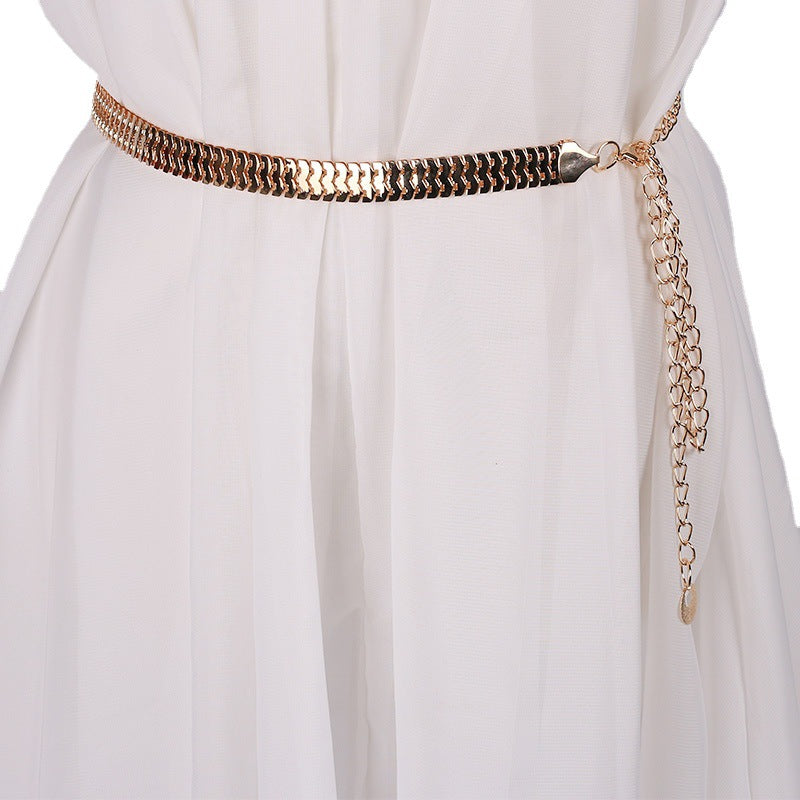 Gold-Tone Herringbone Waist Chain — product view 3