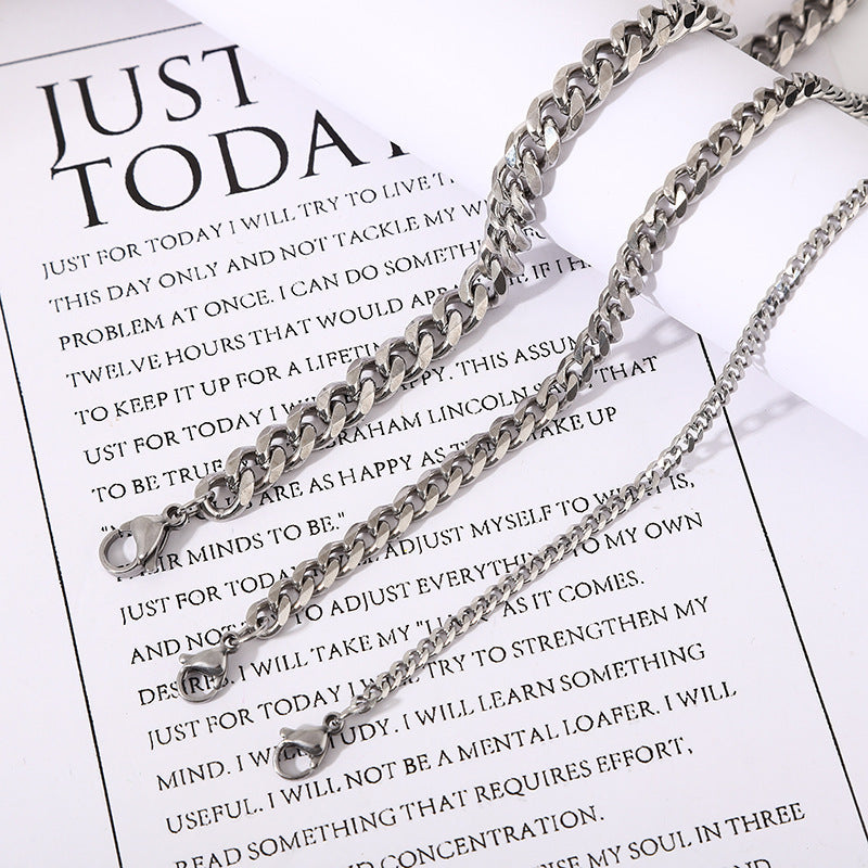 Faceted Stainless Steel Cuban Chain — product view 2