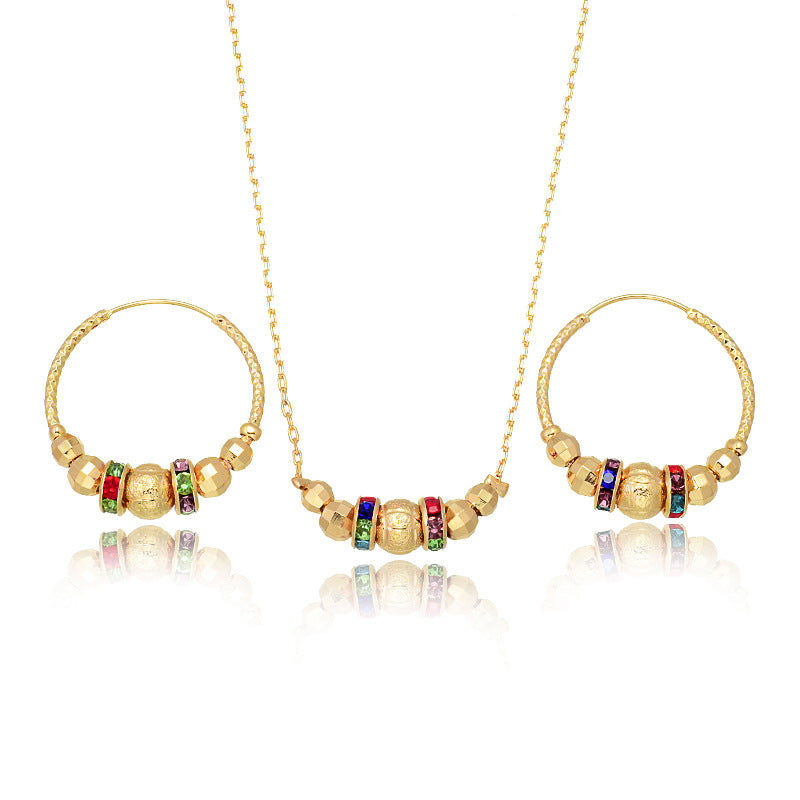 HD Jewelry Colourful Bead Necklace & Hoop Earring Set — Product detail