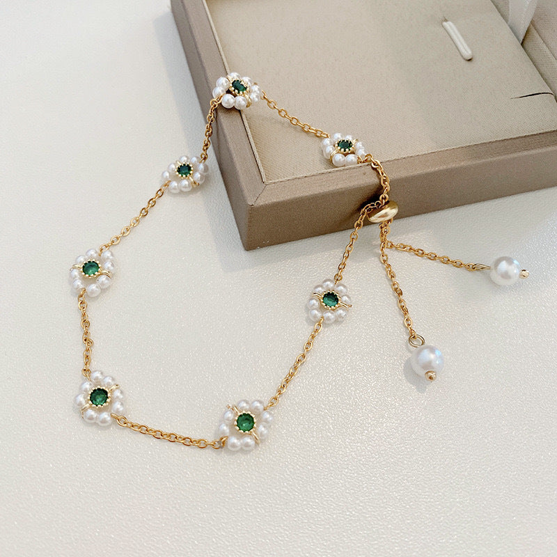 HD Jewelry Pearl-Look Flower Slider Bracelet — Product detail